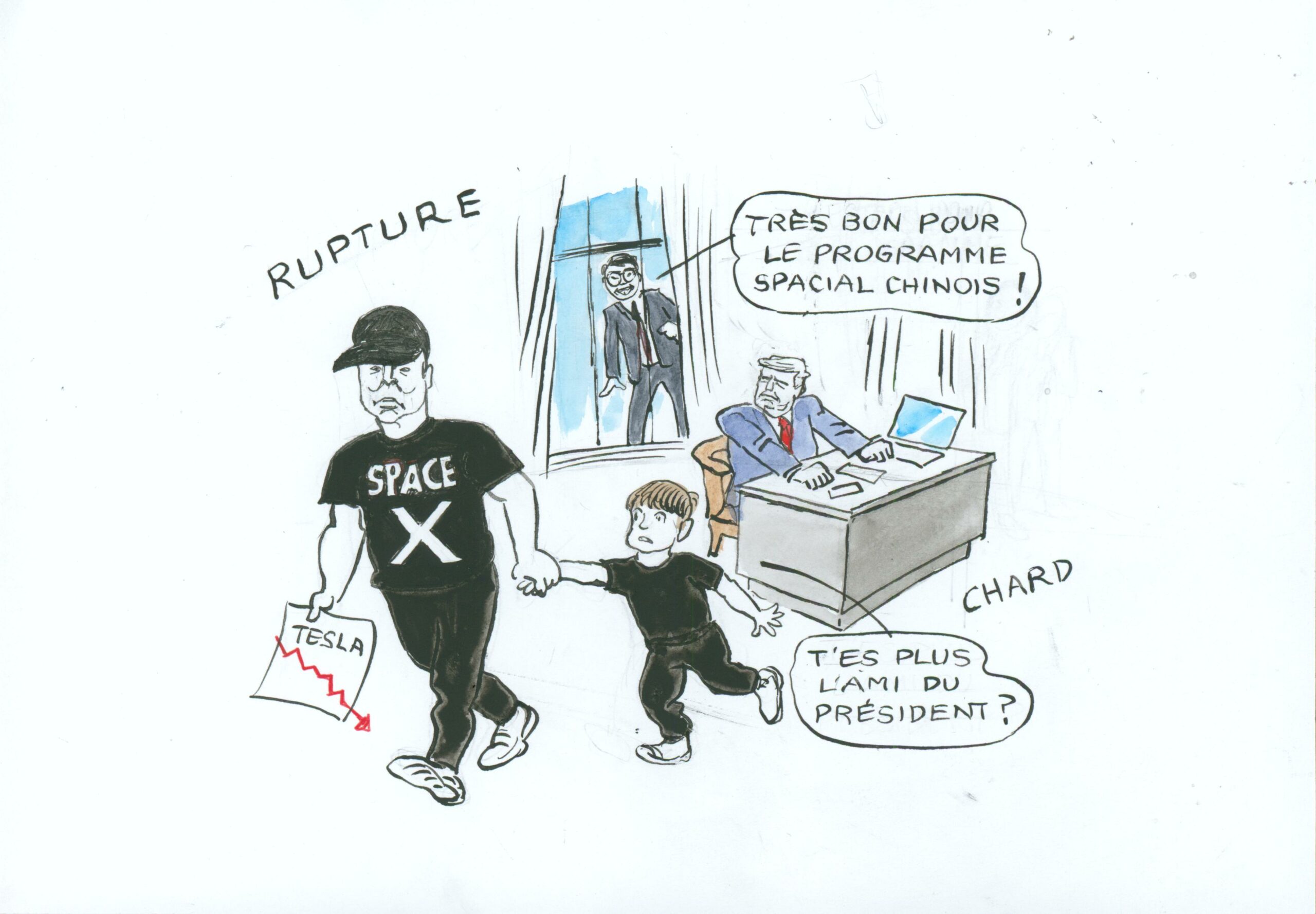Rupture entre Trump et Musk: le dessin de Chard Présent Hebdo Rupture entre Trump et Musk: le dessin de Chard Présent Hebdo